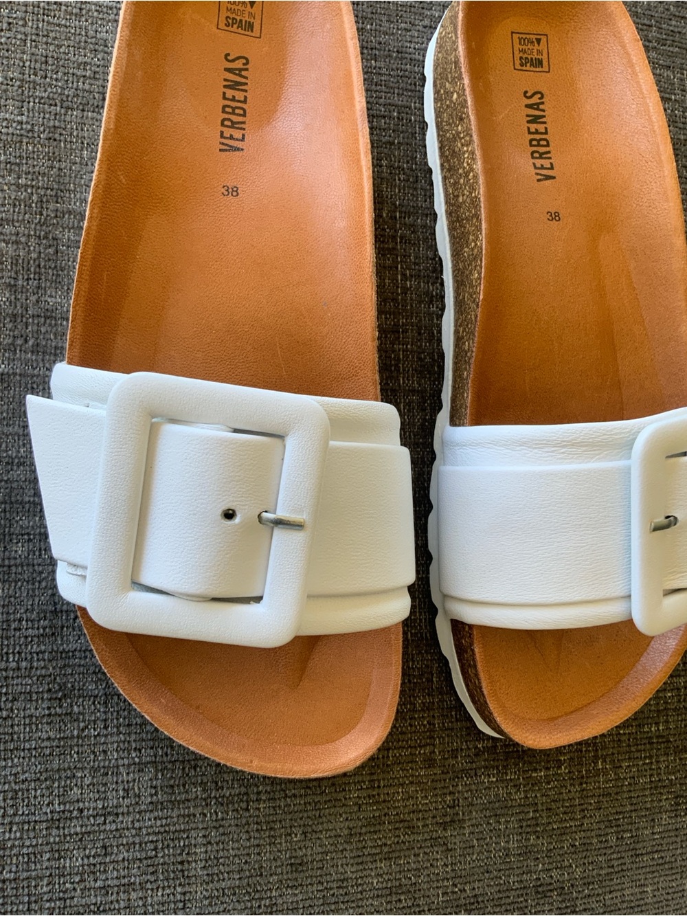 Verbenas Reiko White Leather Buckle Slide Women’s Size 7.5 US/38 EU NWOB - Picture 6 of 16